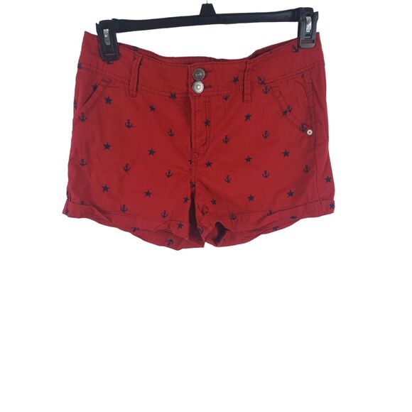 Wallflower Pants - Wallflower Shorts 11 Womens/Juniors Red Nautical Theme High Rise Summer Bottoms